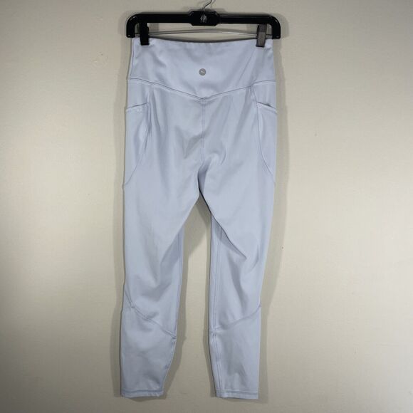 X By Gottex Women's High Rise Active Workout Legging Size M Pockets Light Blue - Picture 2 of 9